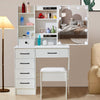 New LED Dressing Table Makeup Desk With Stool Mirror Bedroom Vanity Set White UK