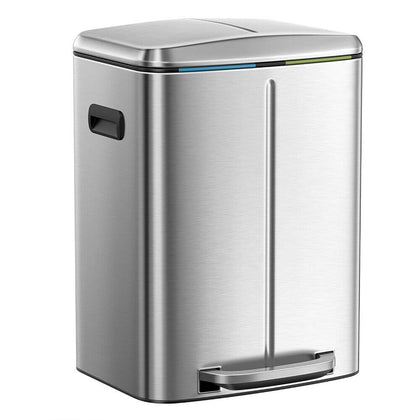 2 x 20L Metal Step Bin, with Plastic Inner Buckets,Double Rubbish Bin