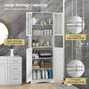 Tempered Glass Door Pantry Cabinet Tall Storage Cabinet-White
