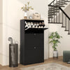 Narrow Shoe Cabinet with 3 Flip Drawers for 18 Pairs of Shoes Black