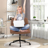 Criss Cross Chair PU Leather Upholstered Legged Office Chair w/ Wheels (Brown)
