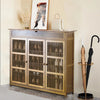 Wisfor 4 Tier Bamboo Shoe Storage Cabinet Cupboard Rack Organiser w/ Doors Shelf