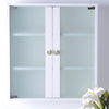 Double Glass Doors Wall Cabinet Storage Cupboard Hanging Organizer Shelves Shelf