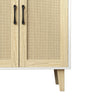 Wood Sideboard Buffet Storage Cabinet Cupboard with 2 Doors Rattan Decorating UK