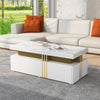 Coffee Table with Drawers Storage White Wooden Centre Table for Living Room
