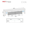 Modern 200cm TV Unit I Grey Cabinet Stand with Storage I High Gloss Doors