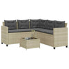 Brokky Garden Sofa with Table and Cushions L-Shaped Grey Poly I4Z3