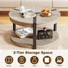 88CM Rubber Wood Center Table with Storage Shelf-Oak