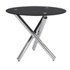 Chrome Cross X Legs Round Black Top Glass Dining Table Office Kitchen Furniture