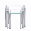 3pcs Rectangular Clear Tempered Glass Side End Nested Table Bedside Coffee Table