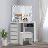 White Corner Dressing Table Makeup Desk Vanity Table 5 Drawers with Bubls
