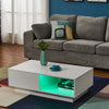 Modern Coffee Table with Storage Drawer Shelf Tea Table LED Light Livingroom