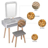 Dressing Table Set with LED Lighted Square Mirror Stool Drawers Vanity Desk