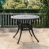 Outdoor Round Dining Table Cast Aluminium Hollow-out Top with Parasol Hole 90cm