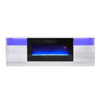 Modern White RTV Stand Unit Cabinet w/ Electric Fireplace & 12 Colour LED Light