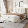 Ottoman Storage Gas Lift Bed Upholstered 4ft6 Double Bed Frame with Drawer Cream