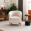 Tub Chair Boucle Fabric Cream Wooden Legs Armchair Living Room Modern Office