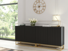 Modern Sideboard I 200cm I Black I Fluted Fronts I Gold Legs I Storage Cabinet