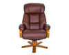 The Nice - Swivel Recliner Chair And Footstool In Chestnut Genuine Leather