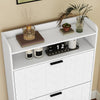 Wooden Shoe Cabinet with 2 Flip Drawers & Shelves, Entryway Storage Unit 117cm
