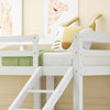3FT Triple Sleeper Table Ladder Solid Pine Wooden Bunk Bed Children Single White