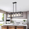 Matte Black 5-Light Chandelier Light Linear Lighting Hanging lamp Bar Restaurant