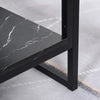 Two-Tier Marble Effect Coffee Table with Metal Frame Living Room Table Black