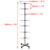 70 Hook Floor Stand 7 Rotating Tiers in Chrome Retail Shop Display 160cm Black