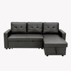 New 3 Seater Pull-Out Reversible Chaise Sofa Bed with Storage, Faux Leather
