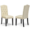 2Pcs Modern Dining Chairs Ergonomic Padded Fabric Chairs w/Adjustable Feet Beige