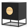 End Table Fluted Nightstand with 2 Drawers-Black