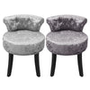Crushed Velvet Vanity Stool Dressing Table Chair Bedroom Seat + Solid Wood Legs