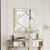 Golden Edging Silver Wall Mirror Floating Accent Mirror Bling Crystals Embedded