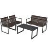 4PCS Garden Patio Table and Chair Set Outdoor Conversation Furniture Metal Frame