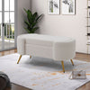 Curly Velvet Faux Fur Bench Padded Footstool Entryway Seat with Gold Metal Legs