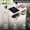 Bedside Table with Charging Station, Nightstand with 2 Outlets and 2 USB Ports