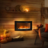 Electric Fireplace Wall Mounted Led Flame Curved Back Side Lights Heater
