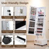 Standing Jewelry Armoire Lockable Jewelry Cabinet Vanity Mirror with LED Light