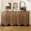 Robust 4-Door Sideboard Storage Cabinet with Adjustable Shelves, Walnut Finish