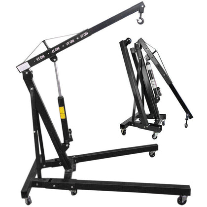 1 Ton 1000KG Trolley Engine Crane Stand Hoist lift Jack Hydraulic Folding Black