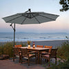 Cantilever Garden Parasol LED Lights 3 m Banana Patio Umbrella with Base UPF 50+