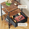 Narrow Side Table with USB & Power Outlets, 3-Tier Nightstand Drawer Rustic