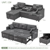 Sofa Bed Pull Out 2 In 1 Sectional Sleeper Couch With Storage, Cup Holder, Grau