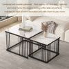 Nesting Coffee Table Set Metal Square Stacking Side Tables Marble-Look Tabletop
