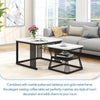 2Pcs Nesting Coffee Tables Set Square Stacking Side Tables Marble-Look White