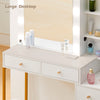 Dressing Table With LED Lights Mirror Vanity Table Makeup Desk Hidden Storage