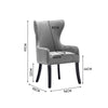 1PC Grey Dining Chairs Armchair High Back Velvet Upholstered With Wood Legs