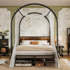 Double bed frame, 4ft6 Metal Canopy Bed, with Headboard for Adults & Teenagers