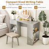 Grey L-Shaped Computer Desk Compact Corner Executive Desk w/ Storage