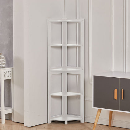 5-Tier Corner Floor Shelf Display Fan Rack Bookcase Bookshelf Flower Plant Stand